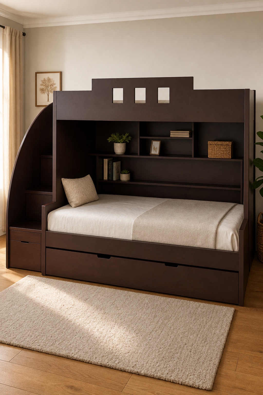 Triple Bunk Bed with Custom Storage